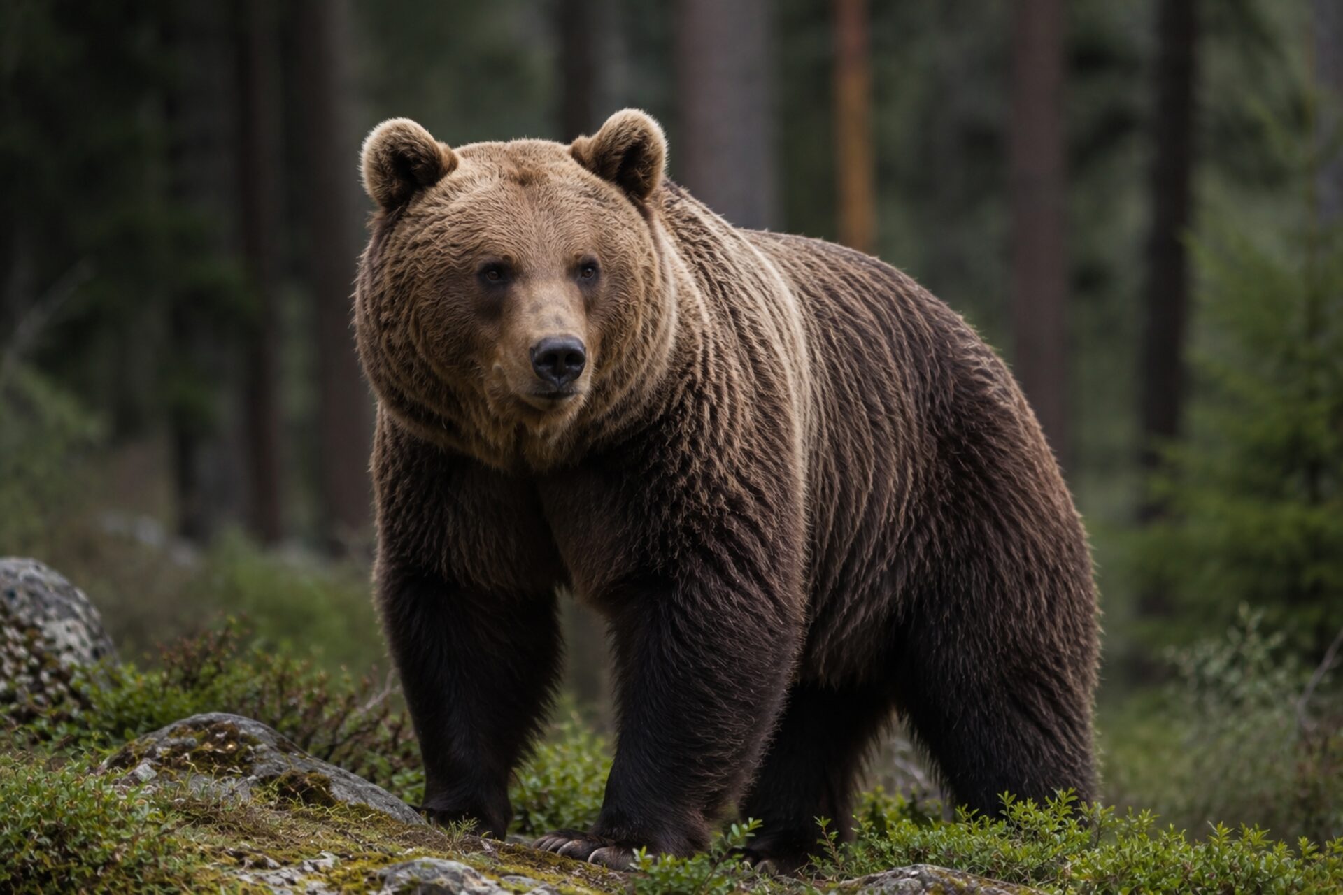 European brown bear in a Carpathian forest