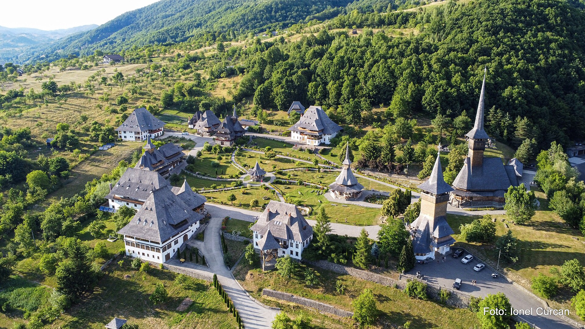 The wooden towers of Bârsana Monastery