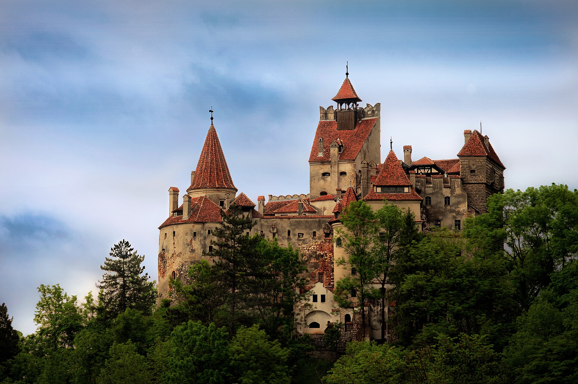 Bran Castle rising above the forest