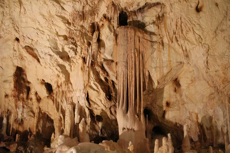 Stalactite formations inside the Bears’ Cave